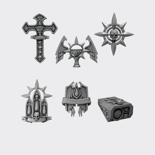 Pack decoración vehículos Crimson Lords B — bits de conversión sci-fi grimdark de Greytide Studio, resina 32mm sin pintar