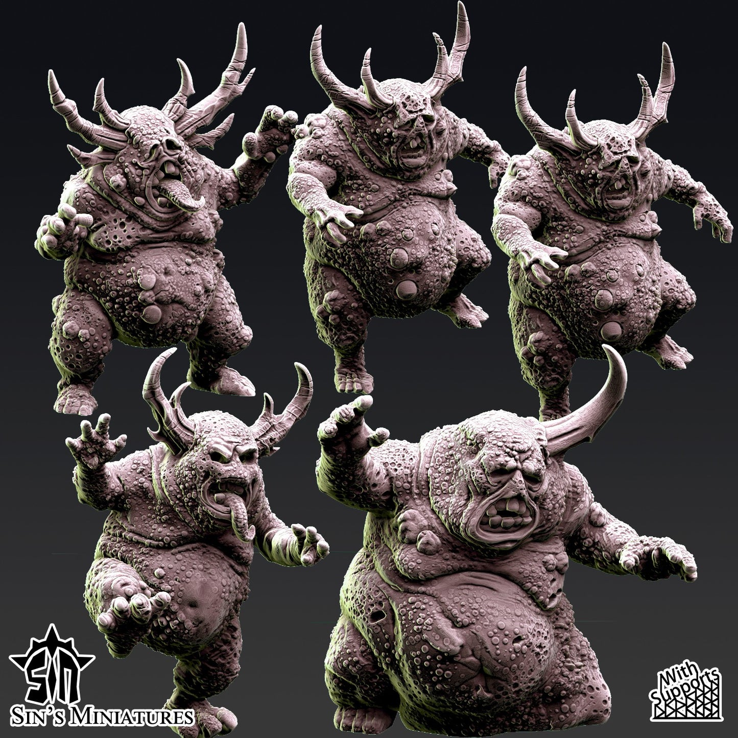 Miniatura Montones de Demonios Menores de la Plaga Reinos del Caos resina 32mm sin pintar - Drakholm