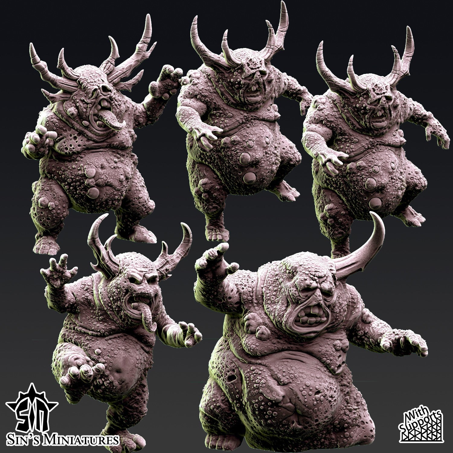 Miniatura Montones de Demonios Menores de la Plaga Reinos del Caos resina 32mm sin pintar - Drakholm