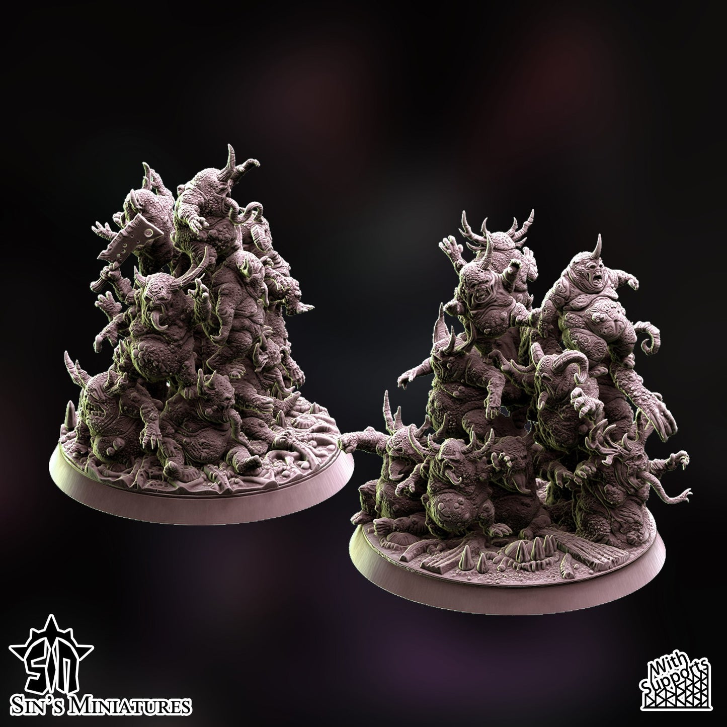 Miniatura Montones de Demonios Menores de la Plaga Reinos del Caos resina 32mm sin pintar - Drakholm