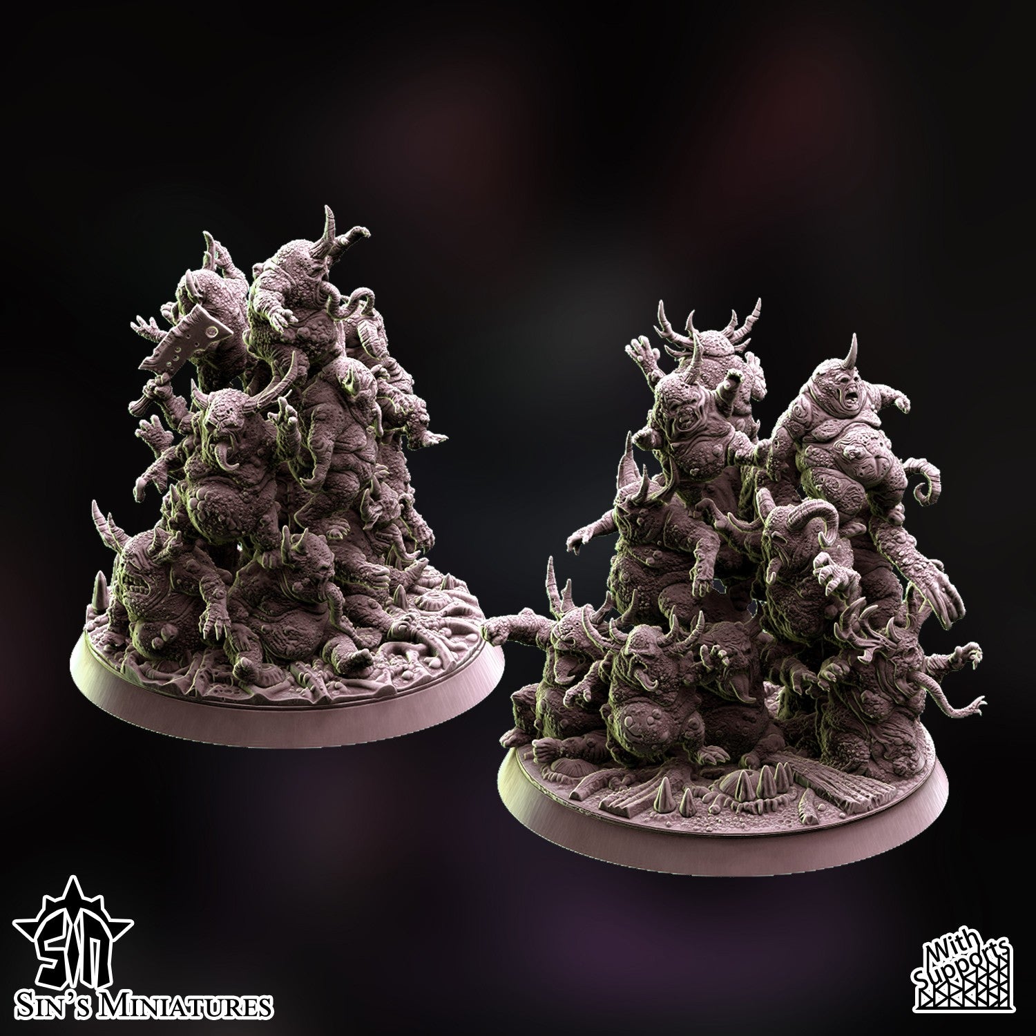 Miniatura Montones de Demonios Menores de la Plaga Reinos del Caos resina 32mm sin pintar - Drakholm