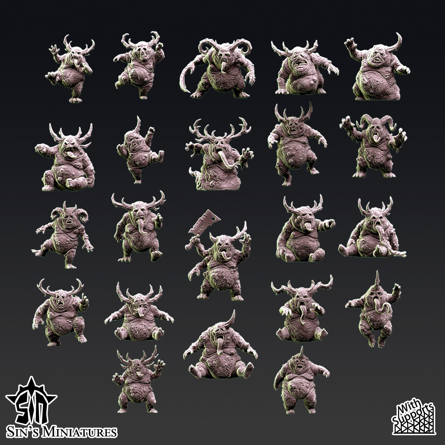 Miniatura Montones de Demonios Menores de la Plaga Reinos del Caos resina 32mm sin pintar - Drakholm