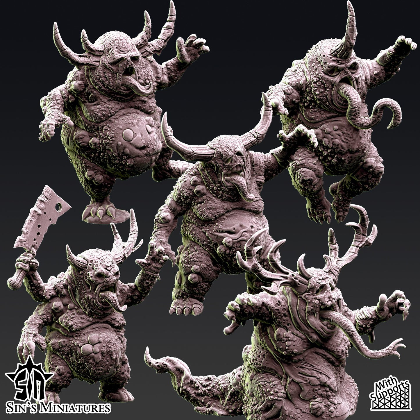 Miniatura Montones de Demonios Menores de la Plaga Reinos del Caos resina 32mm sin pintar - Drakholm