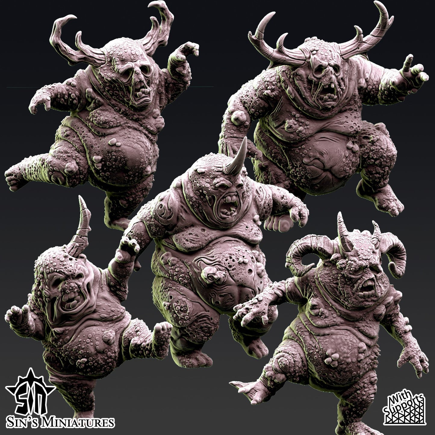 Miniatura Montones de Demonios Menores de la Plaga Reinos del Caos resina 32mm sin pintar - Drakholm