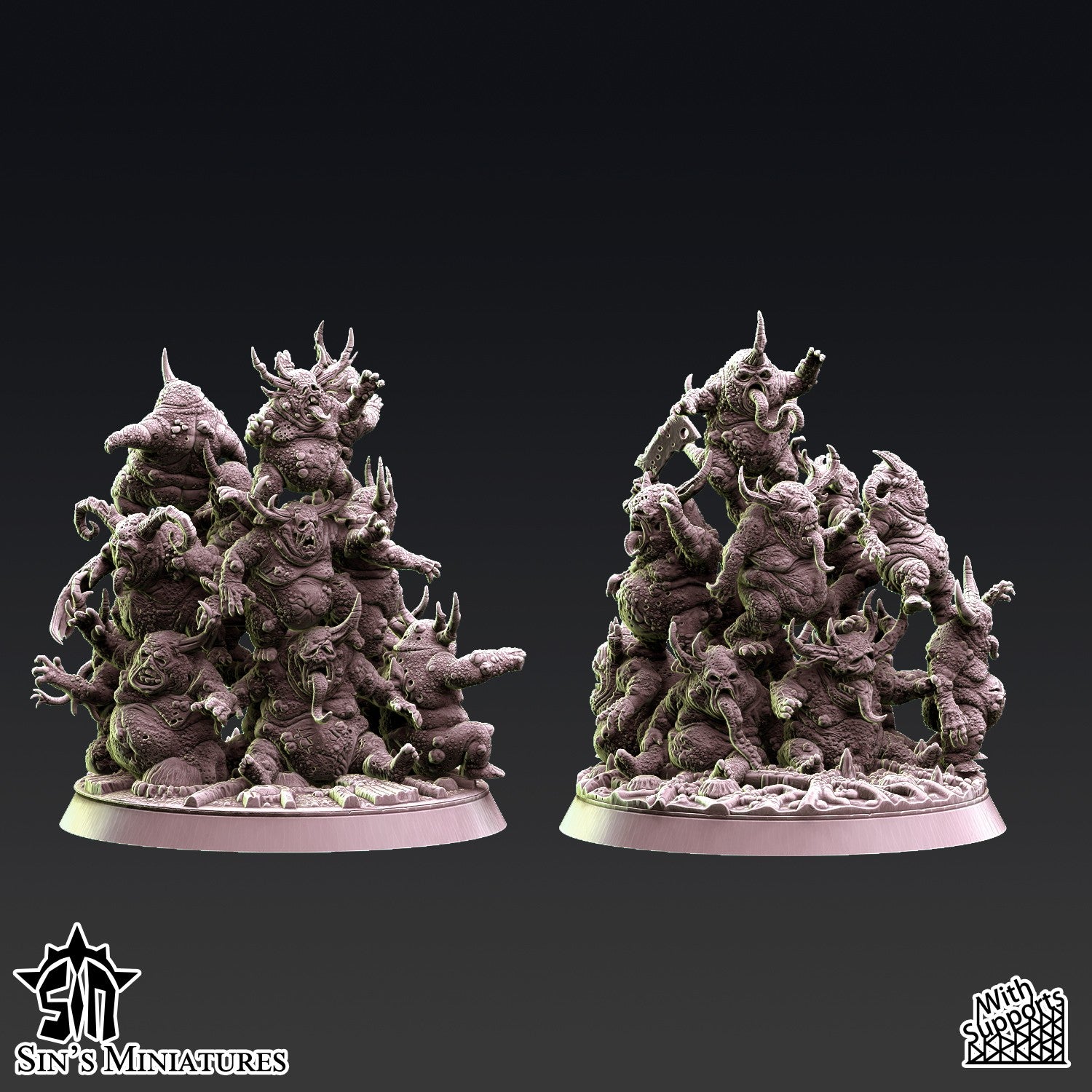 Miniatura Montones de Demonios Menores de la Plaga Reinos del Caos resina 32mm sin pintar - Drakholm