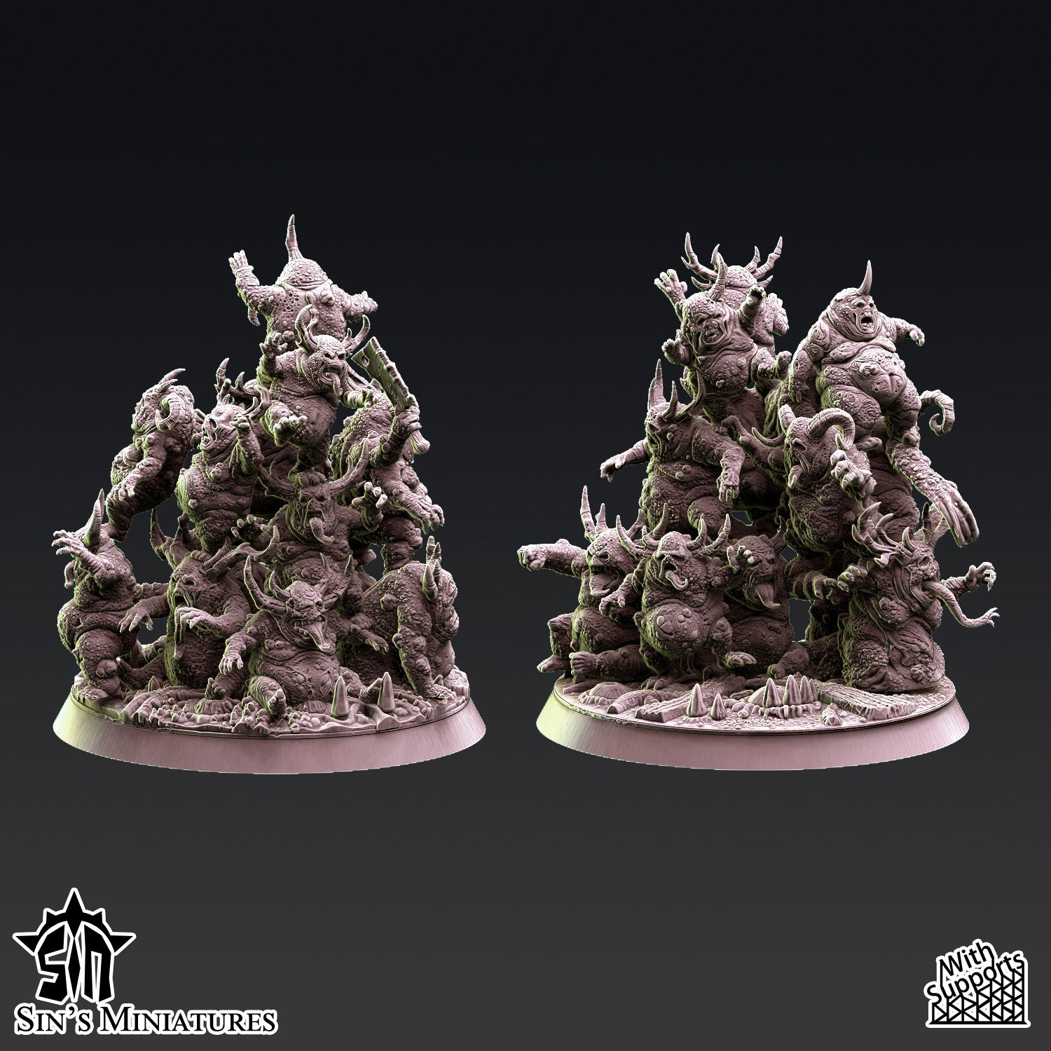 Miniatura Montones de Demonios Menores de la Plaga Reinos del Caos resina 32mm sin pintar - Drakholm