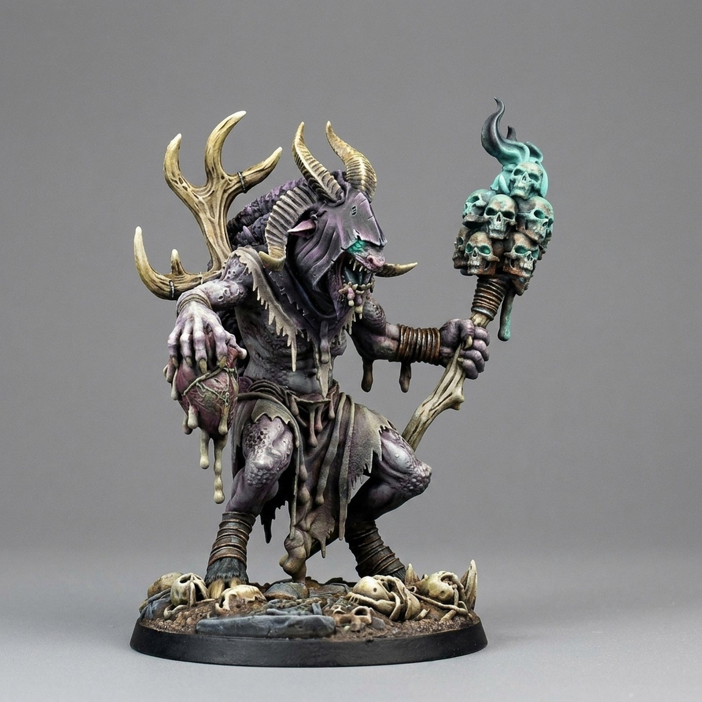 Miniatura Chamán Bestia-Hombre de la Plaga Reinos del Caos resina 32mm sin pintar - Drakholm