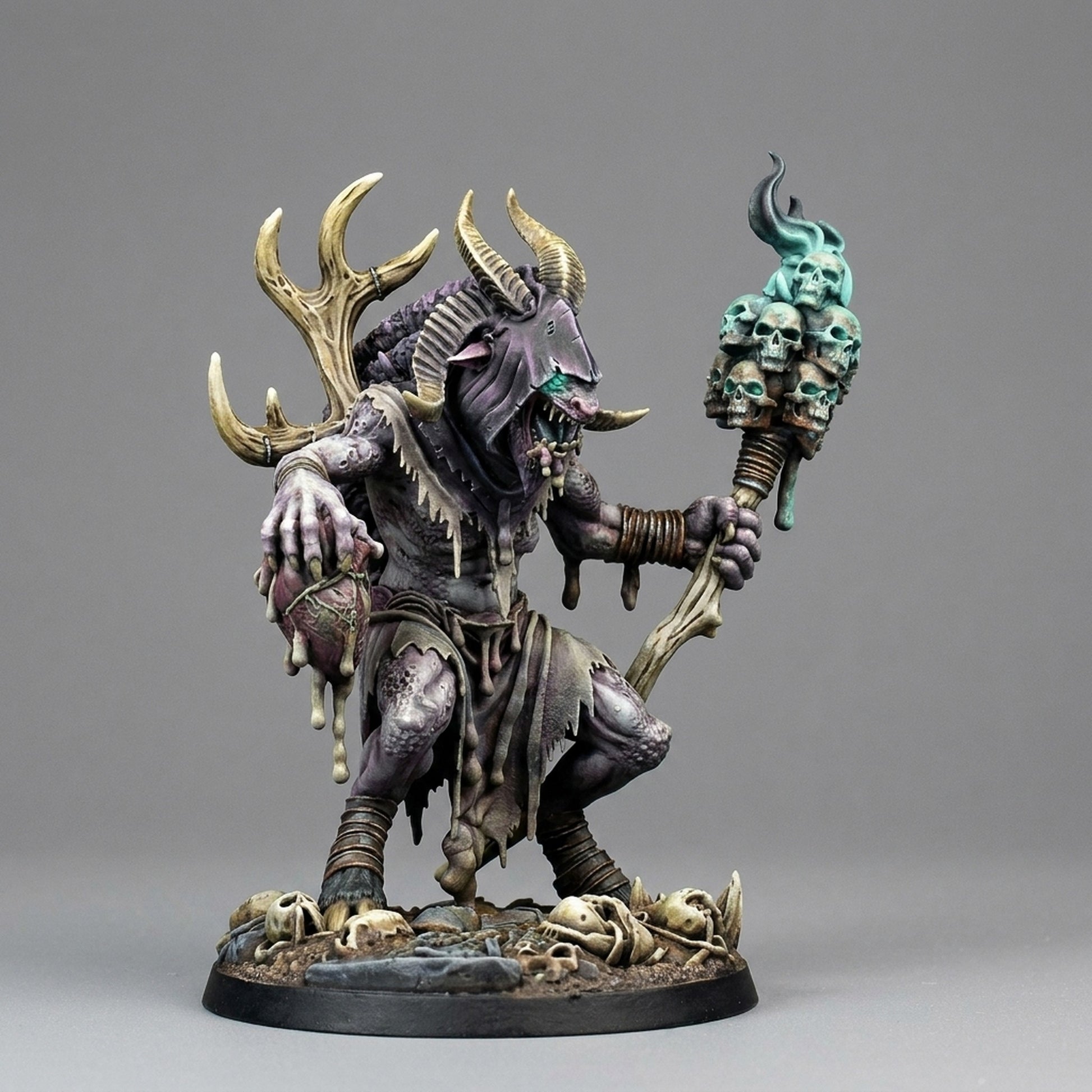 Miniatura Chamán Bestia-Hombre de la Plaga Reinos del Caos resina 32mm sin pintar - Drakholm