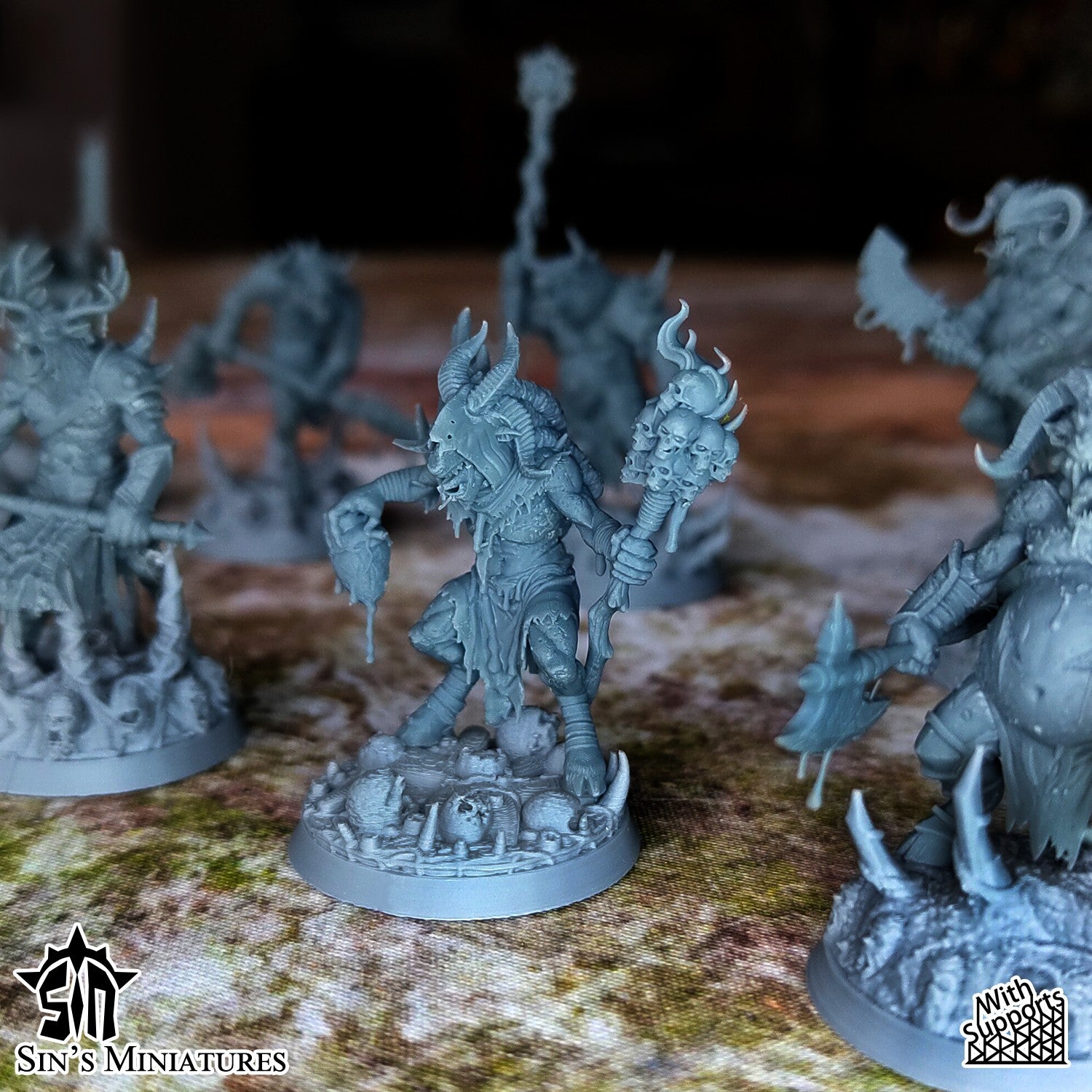 Miniatura Chamán Bestia-Hombre de la Plaga Reinos del Caos resina 32mm sin pintar - Drakholm
