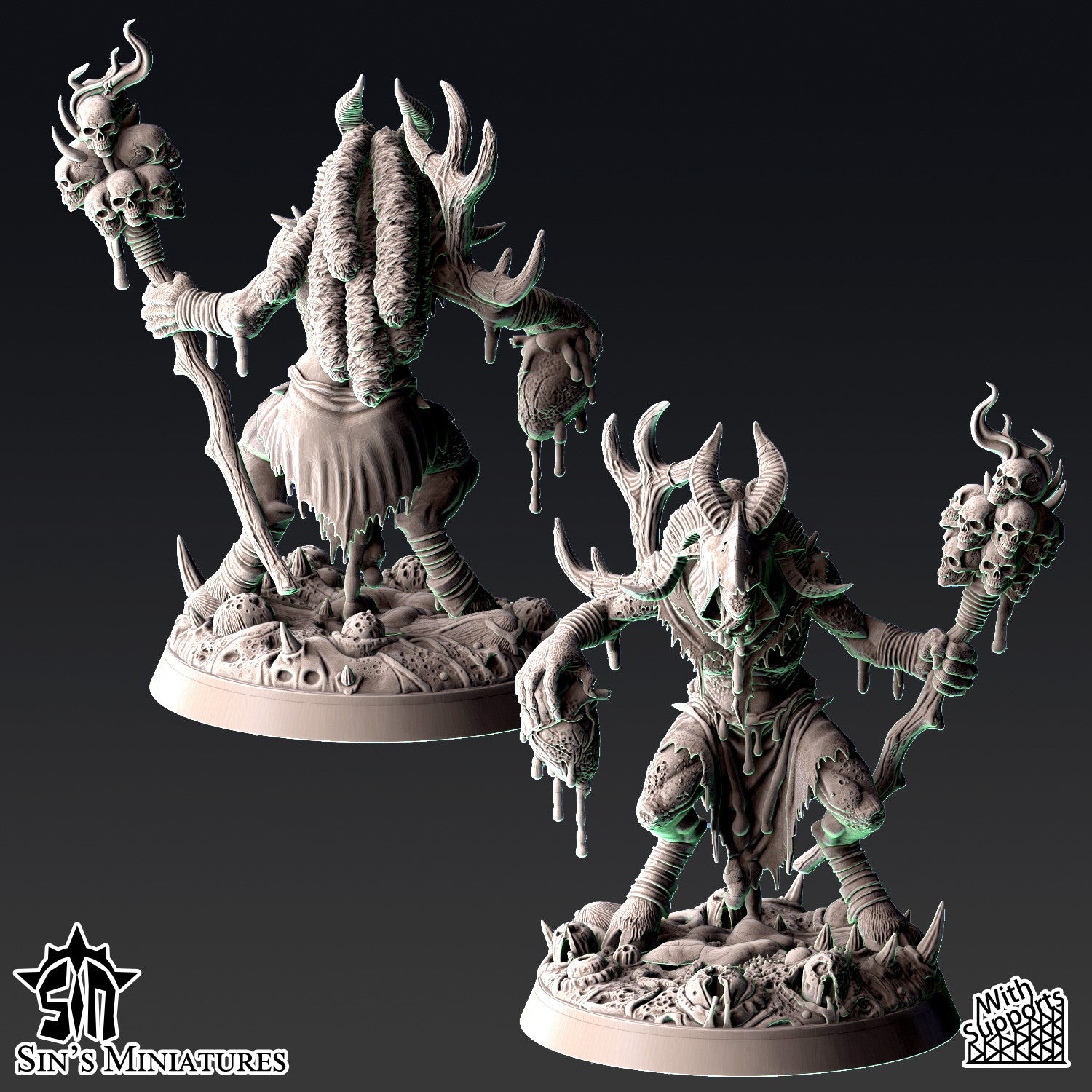 Miniatura Chamán Bestia-Hombre de la Plaga Reinos del Caos resina 32mm sin pintar - Drakholm
