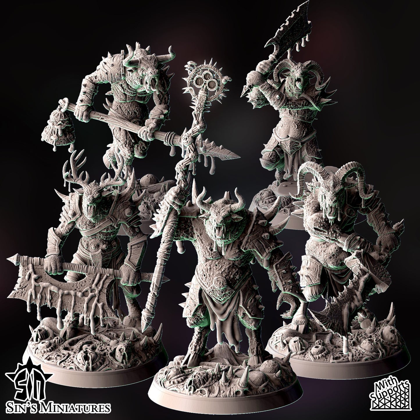 Miniatura Bestia-Hombres de la Plaga Reinos del Caos resina 32mm sin pintar - Drakholm
