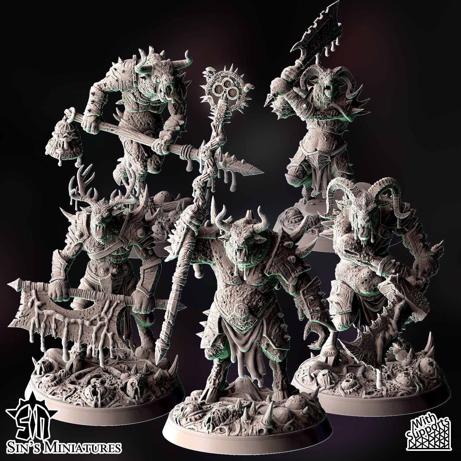Miniatura Bestia-Hombres de la Plaga Reinos del Caos resina 32mm sin pintar - Drakholm