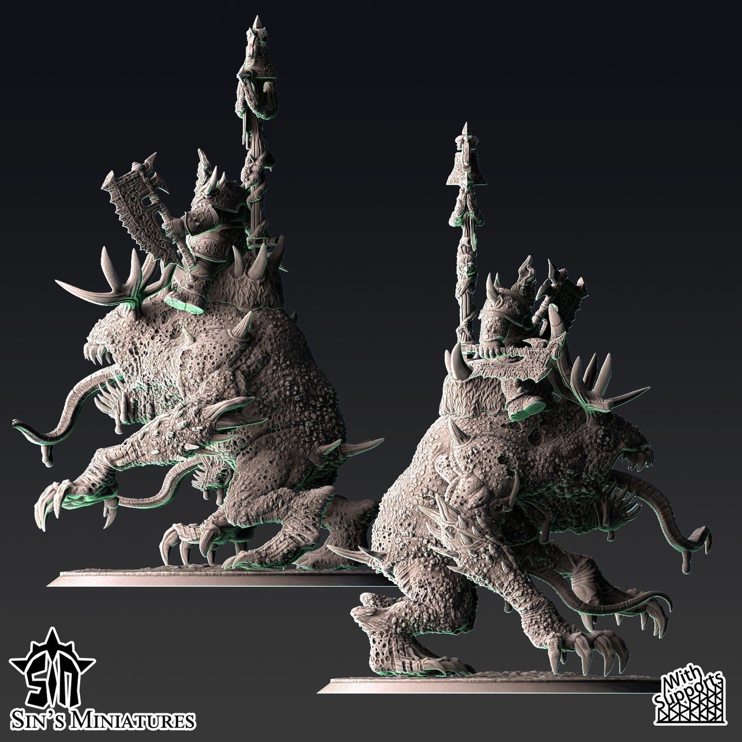 Miniatura Campeón de la Plaga sobre Horror de la Enfermedad Reinos del Caos resina 32mm sin pintar - Drakholm