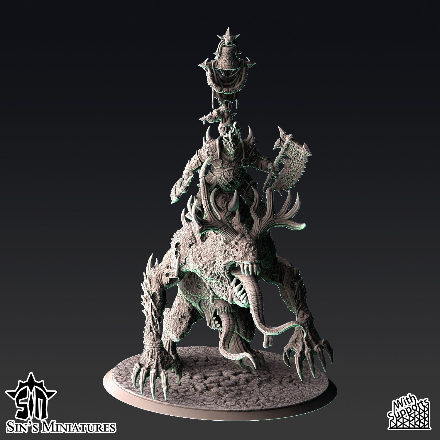 Miniatura Campeón de la Plaga sobre Horror de la Enfermedad Reinos del Caos resina 32mm sin pintar - Drakholm