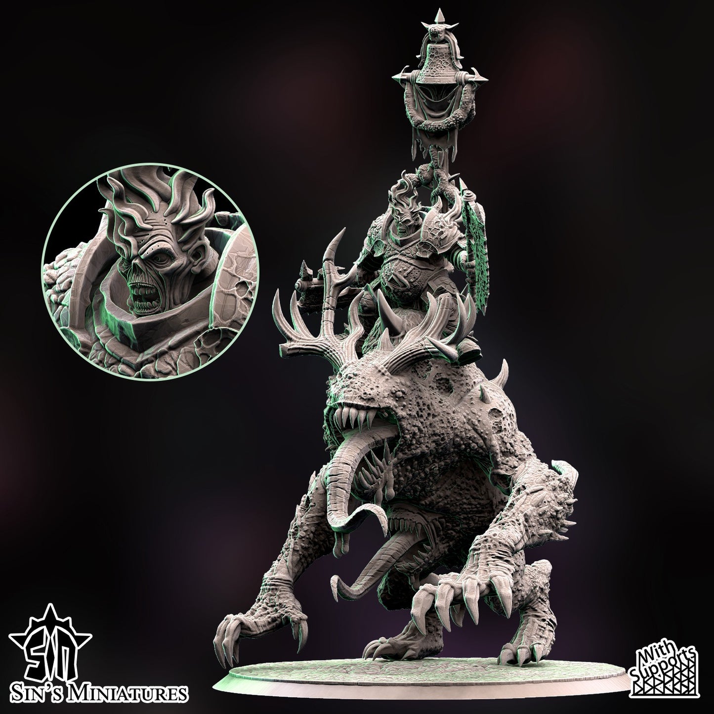 Miniatura Campeón de la Plaga sobre Horror de la Enfermedad Reinos del Caos resina 32mm sin pintar - Drakholm