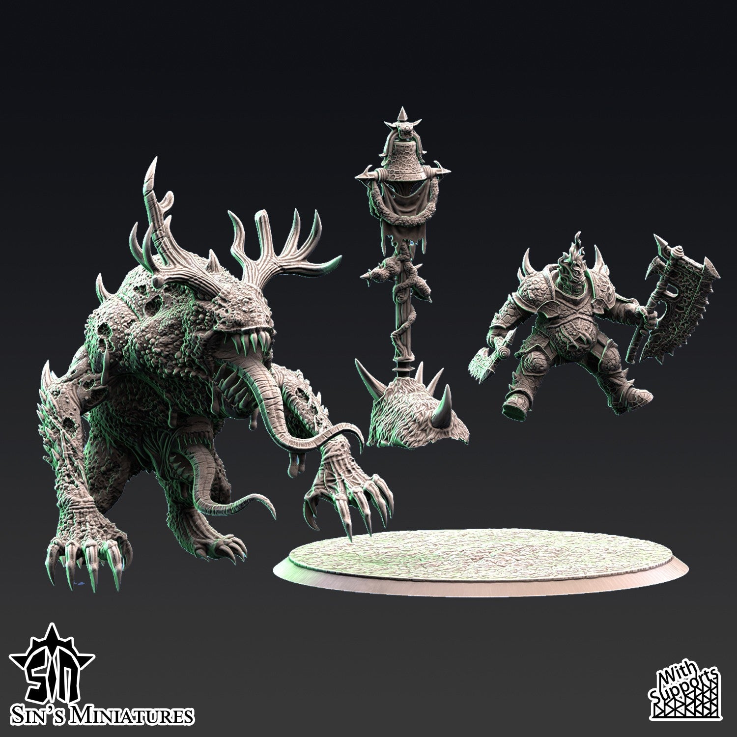 Miniatura Campeón de la Plaga sobre Horror de la Enfermedad Reinos del Caos resina 32mm sin pintar - Drakholm