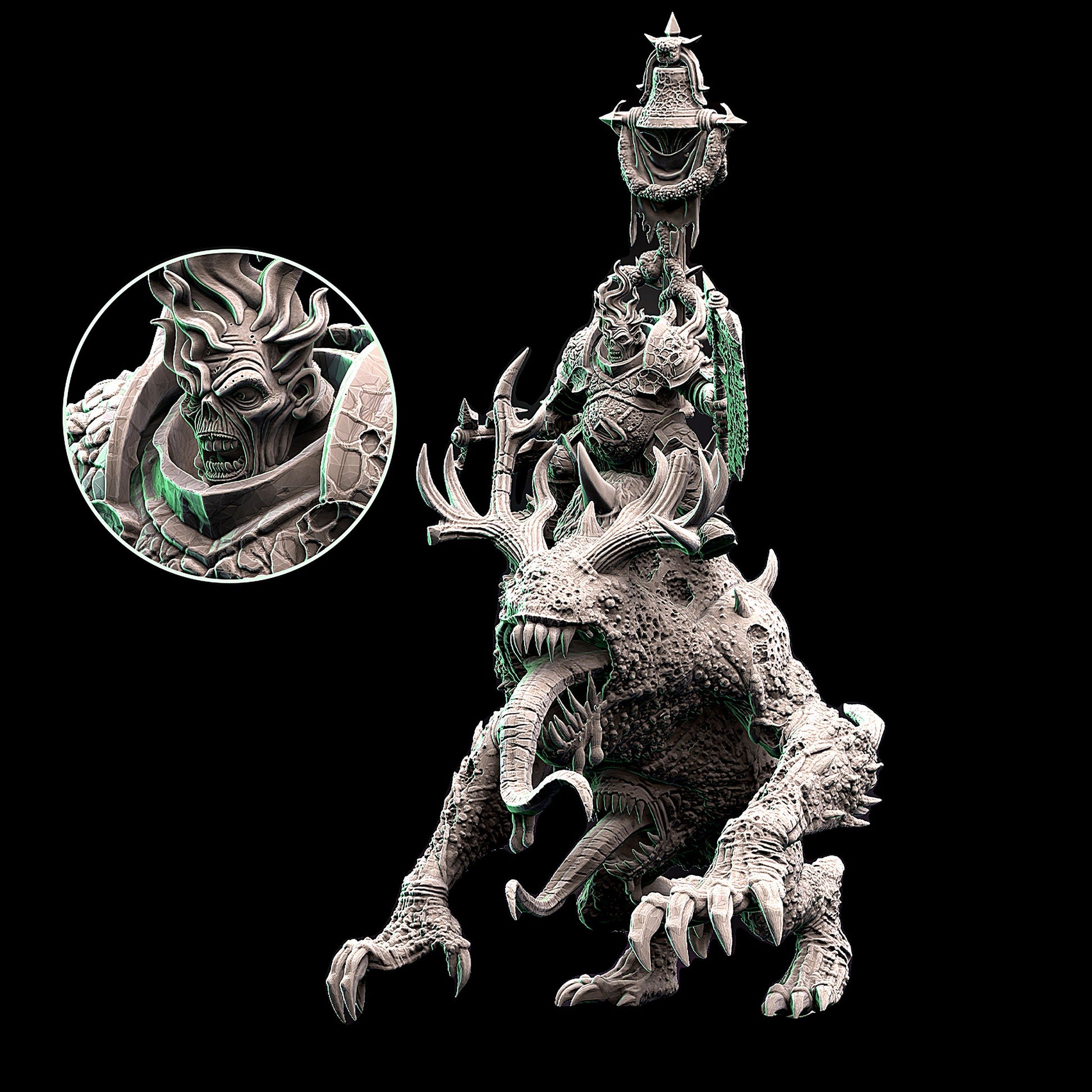 Miniatura Campeón de la Plaga sobre Horror de la Enfermedad Reinos del Caos resina 32mm sin pintar - Drakholm