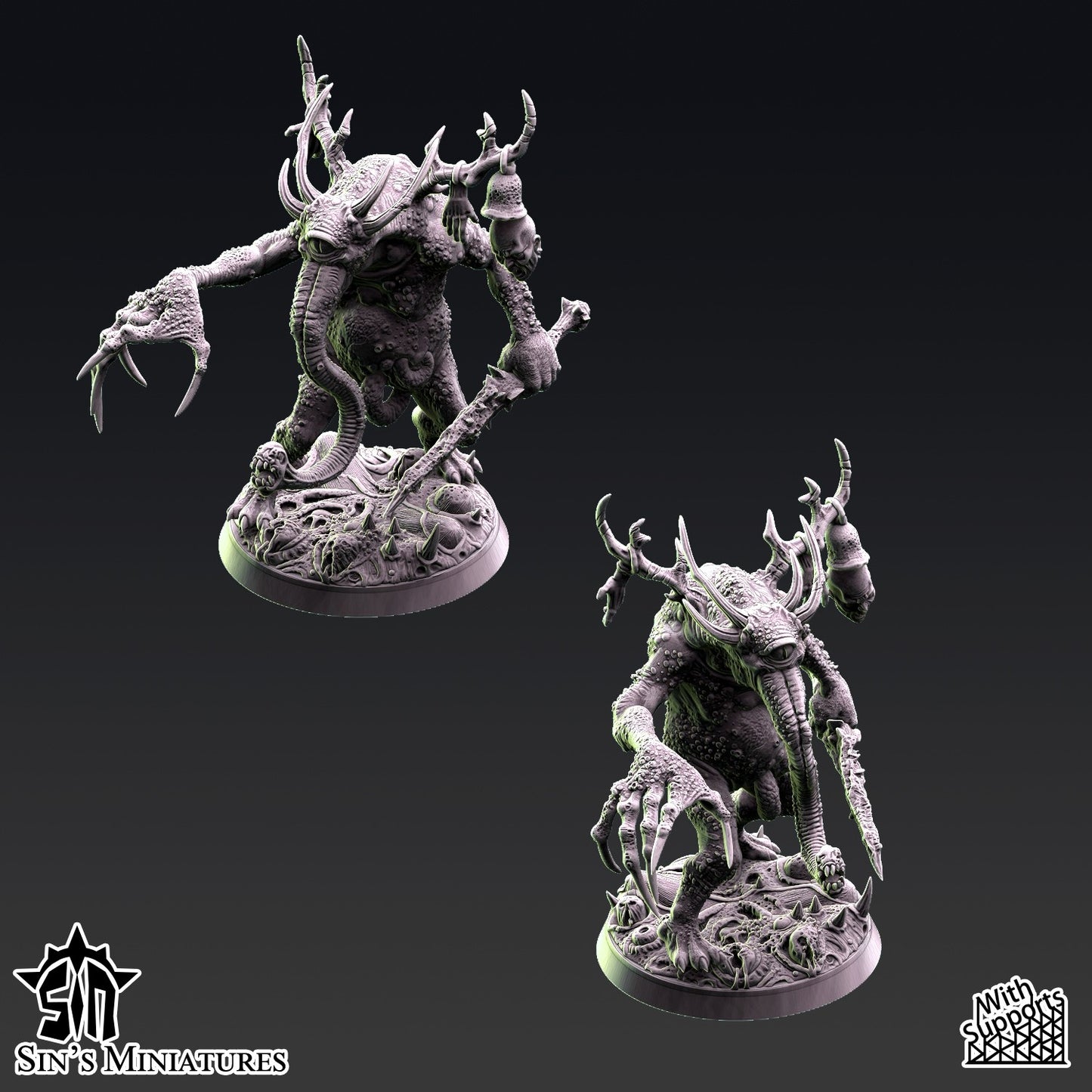 Miniatura Demonio Presagio de la Plaga Reinos del Caos resina 32mm sin pintar - Drakholm