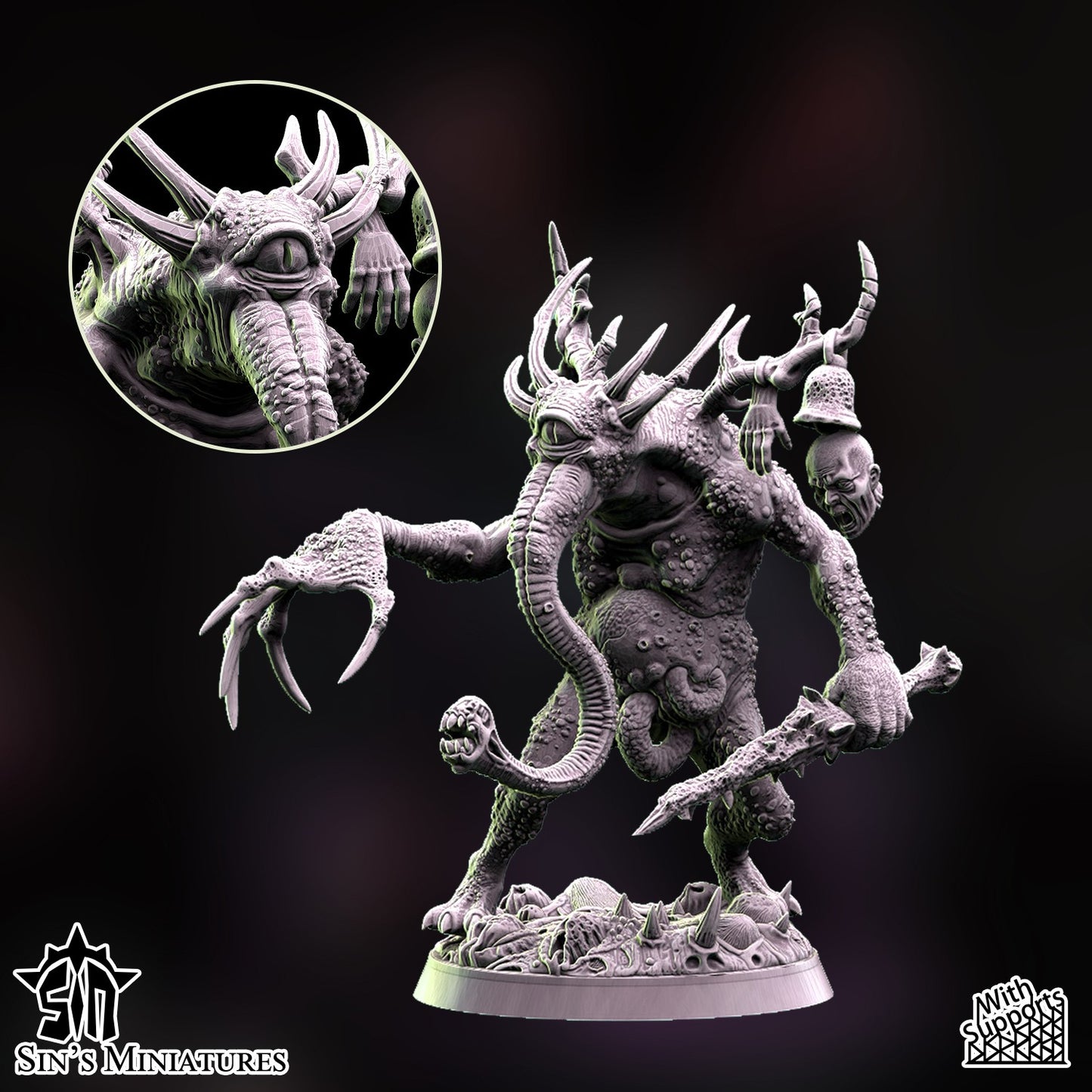 Miniatura Demonio Presagio de la Plaga Reinos del Caos resina 32mm sin pintar - Drakholm