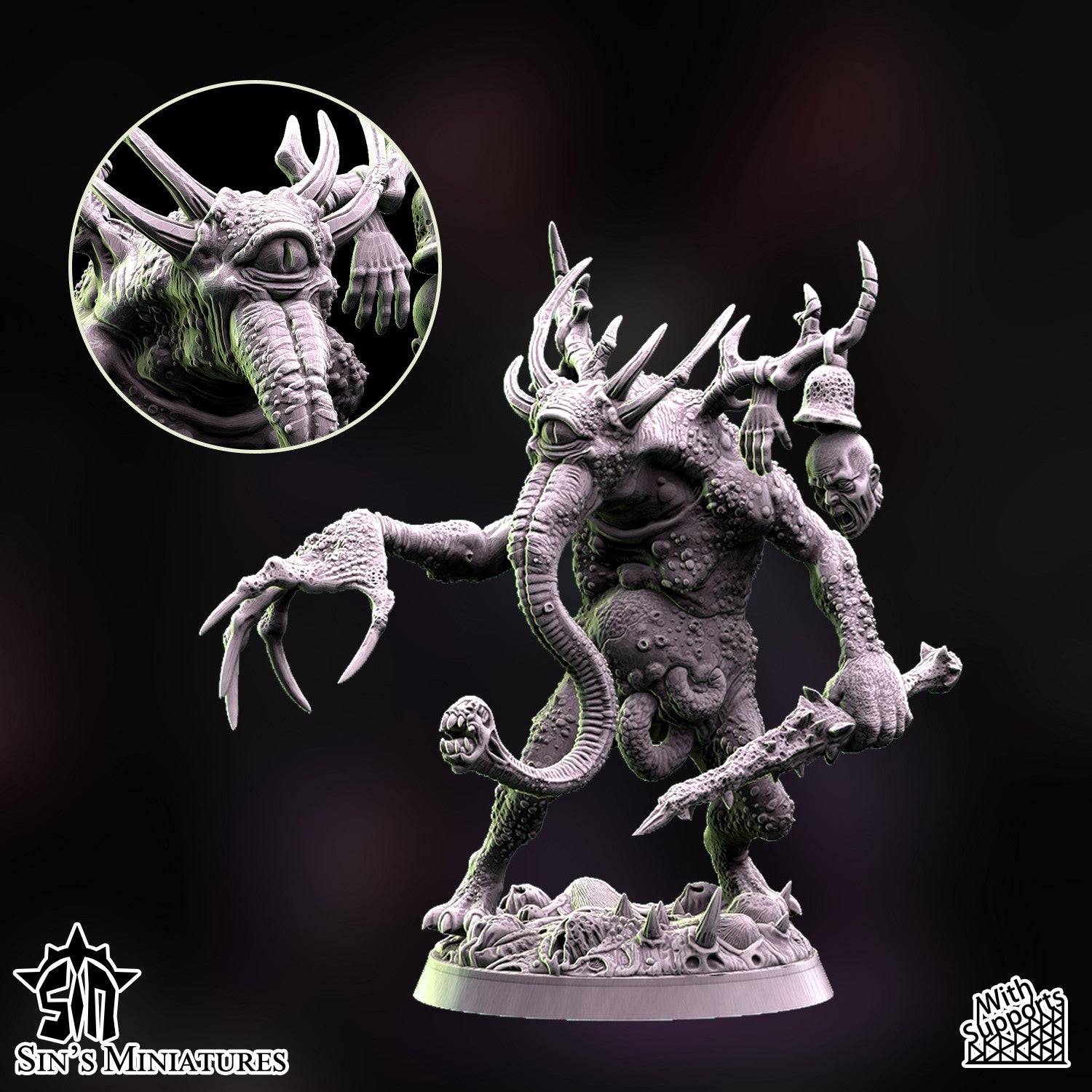 Miniatura Demonio Presagio de la Plaga Reinos del Caos resina 32mm sin pintar - Drakholm