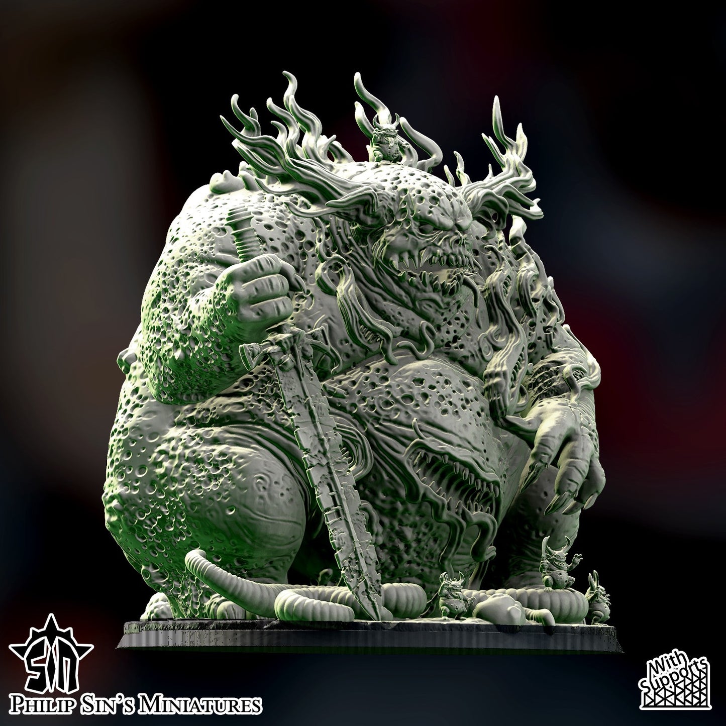 Miniatura Gran Demonio de la Plaga Reinos del Caos resina 32mm sin pintar - Drakholm