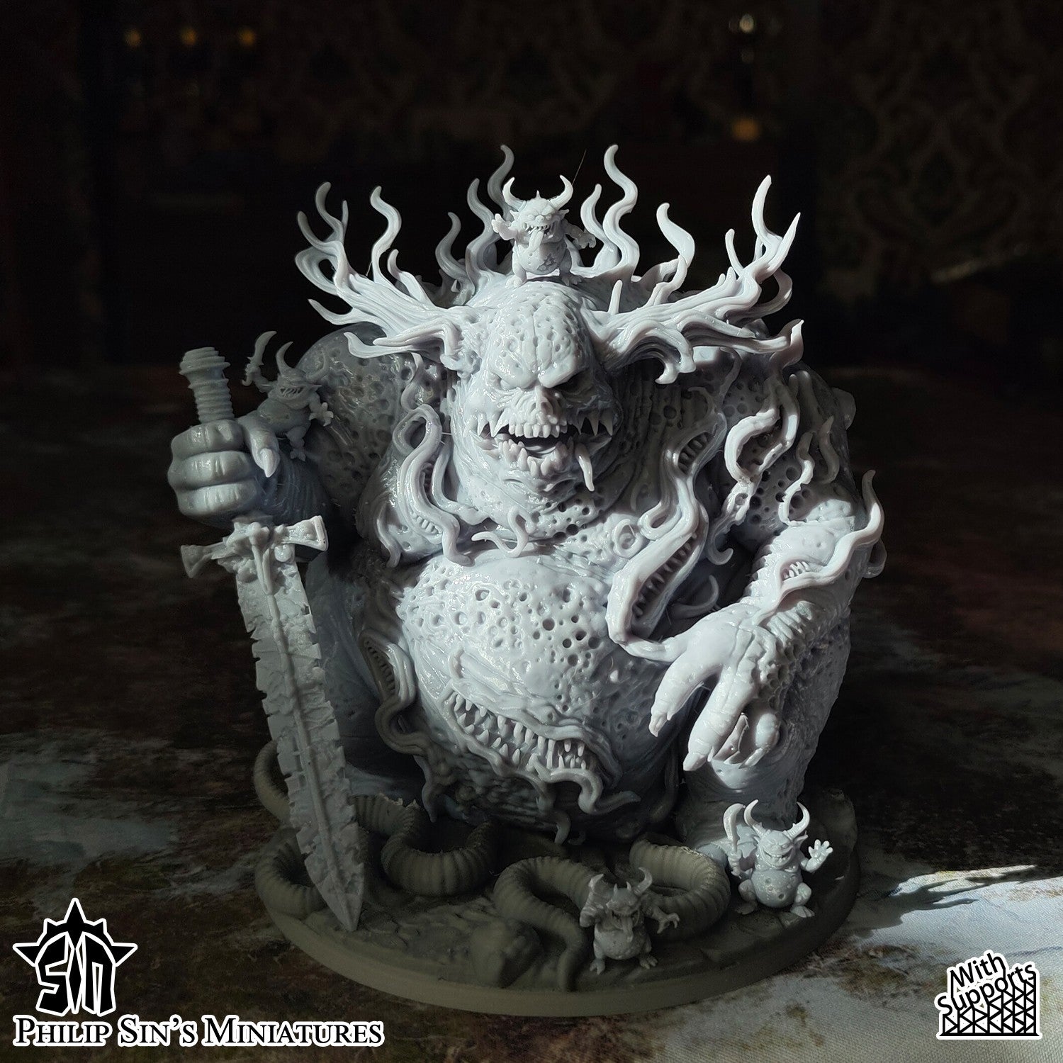 Miniatura Gran Demonio de la Plaga Reinos del Caos resina 32mm sin pintar - Drakholm