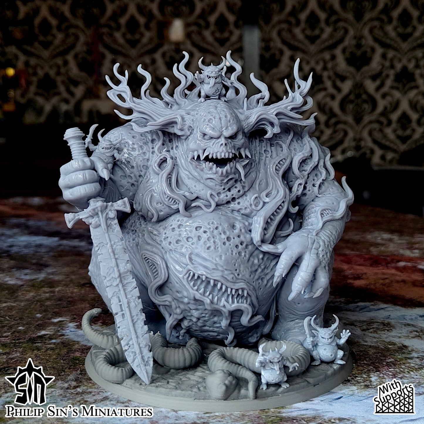 Miniatura Gran Demonio de la Plaga Reinos del Caos resina 32mm sin pintar - Drakholm