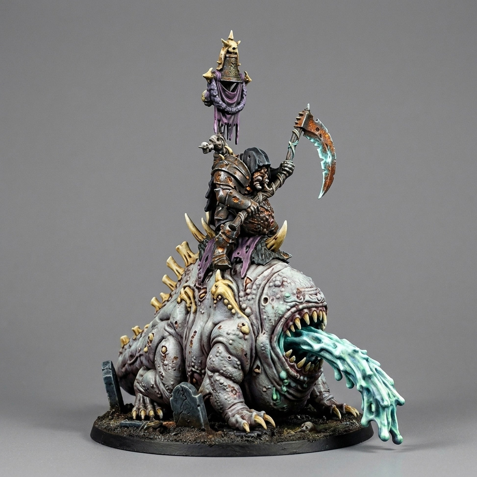Miniatura Hechicero de la Plaga sobre Horror de la Enfermedad Reinos del Caos resina 32mm sin pintar - Drakholm