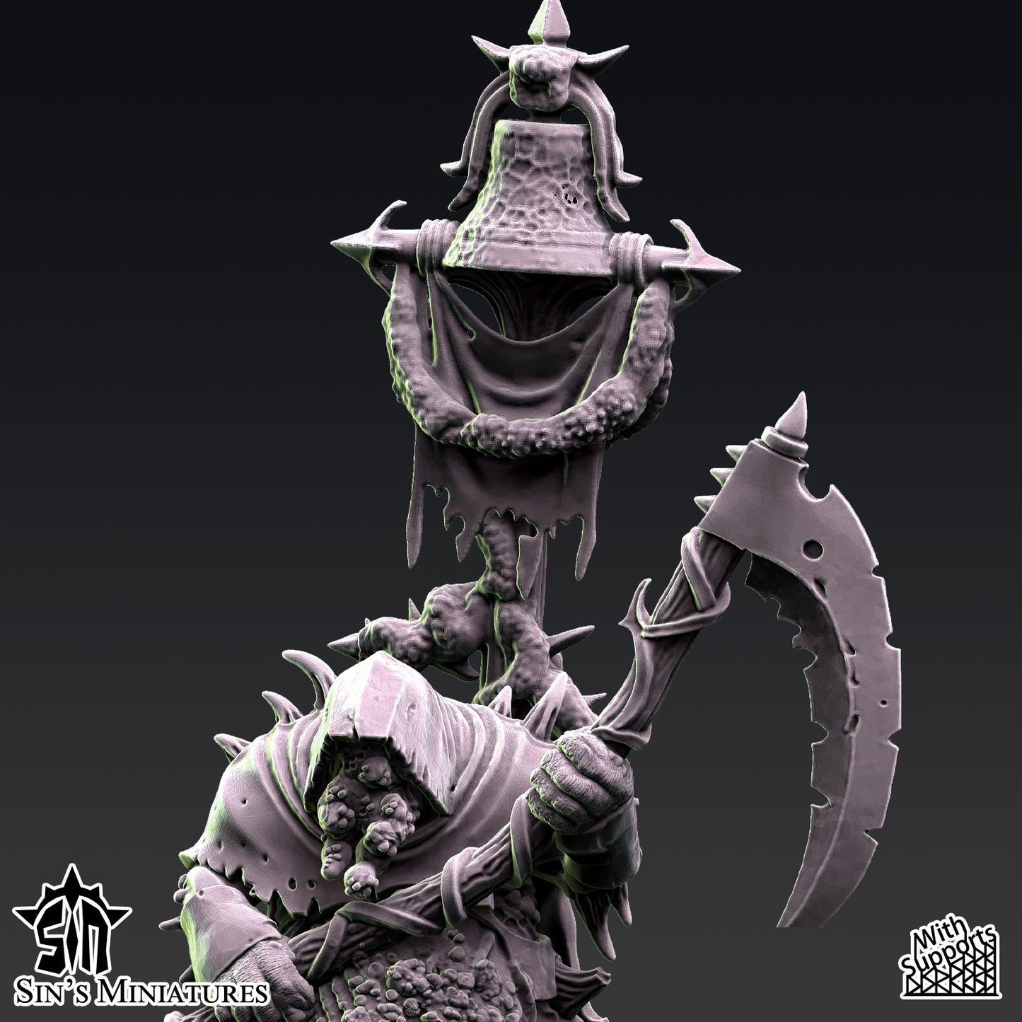 Miniatura Hechicero de la Plaga sobre Horror de la Enfermedad Reinos del Caos resina 32mm sin pintar - Drakholm