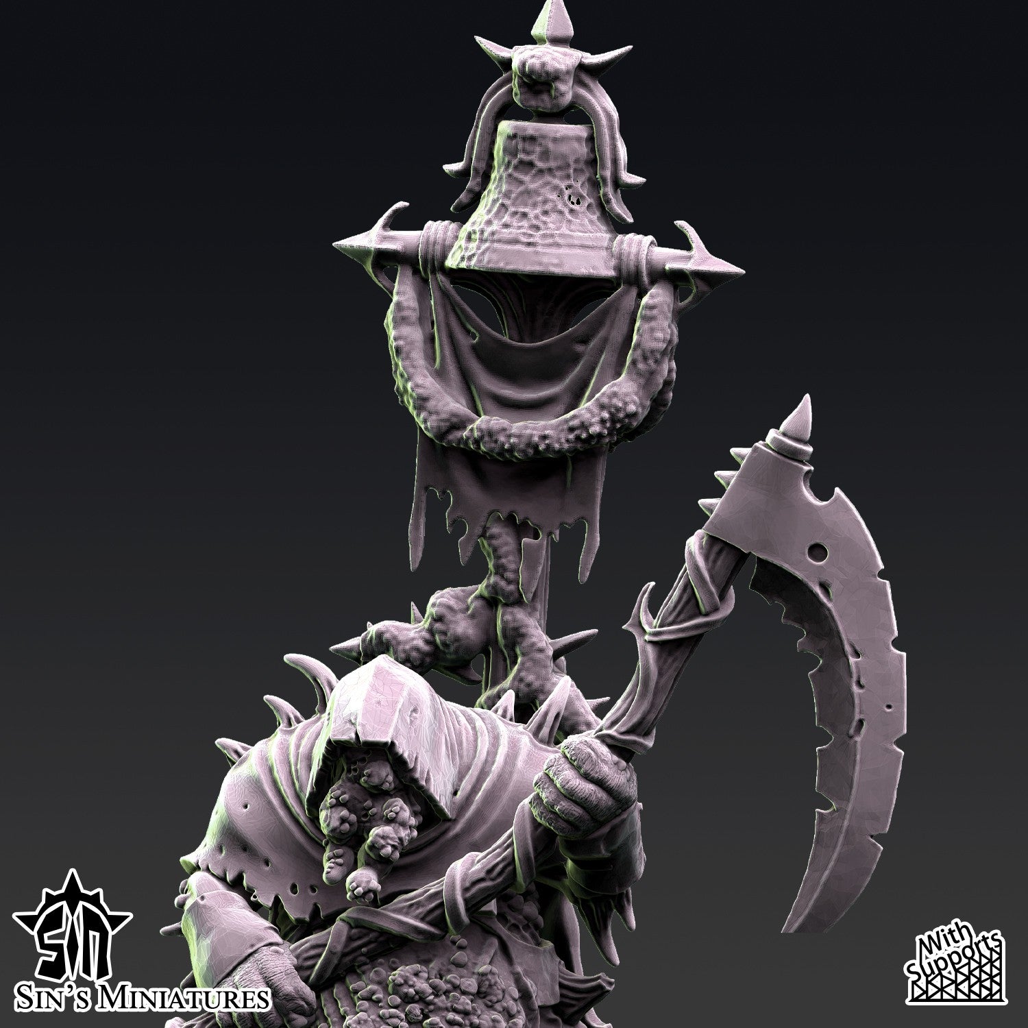Miniatura Hechicero de la Plaga sobre Horror de la Enfermedad Reinos del Caos resina 32mm sin pintar - Drakholm