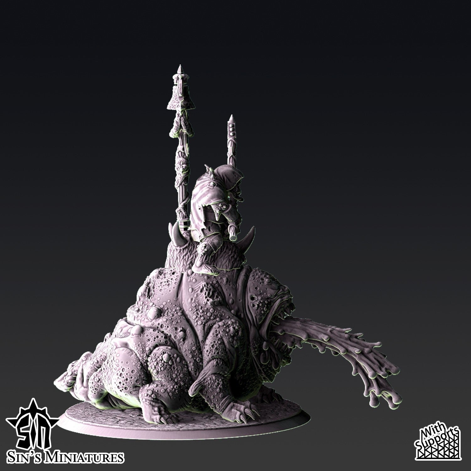 Miniatura Hechicero de la Plaga sobre Horror de la Enfermedad Reinos del Caos resina 32mm sin pintar - Drakholm