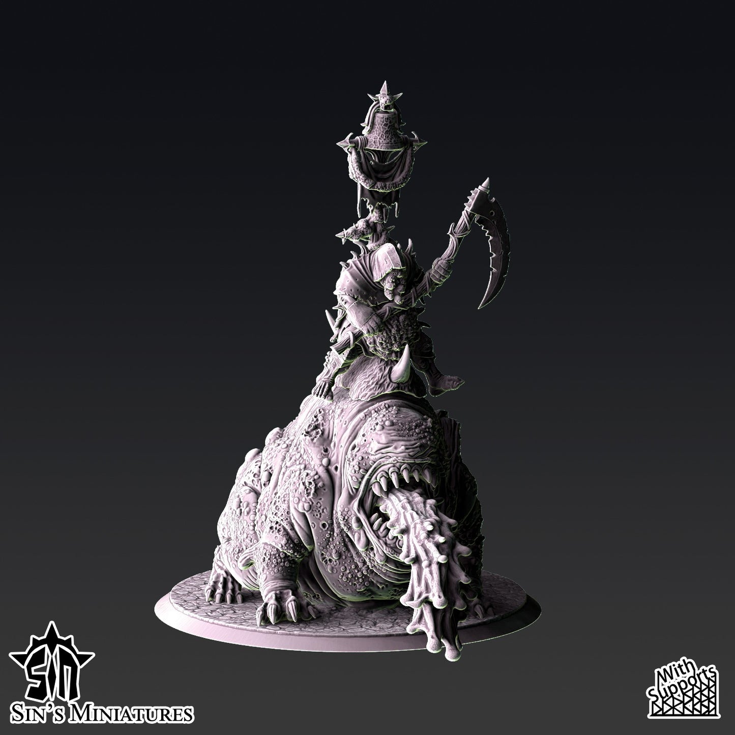 Miniatura Hechicero de la Plaga sobre Horror de la Enfermedad Reinos del Caos resina 32mm sin pintar - Drakholm