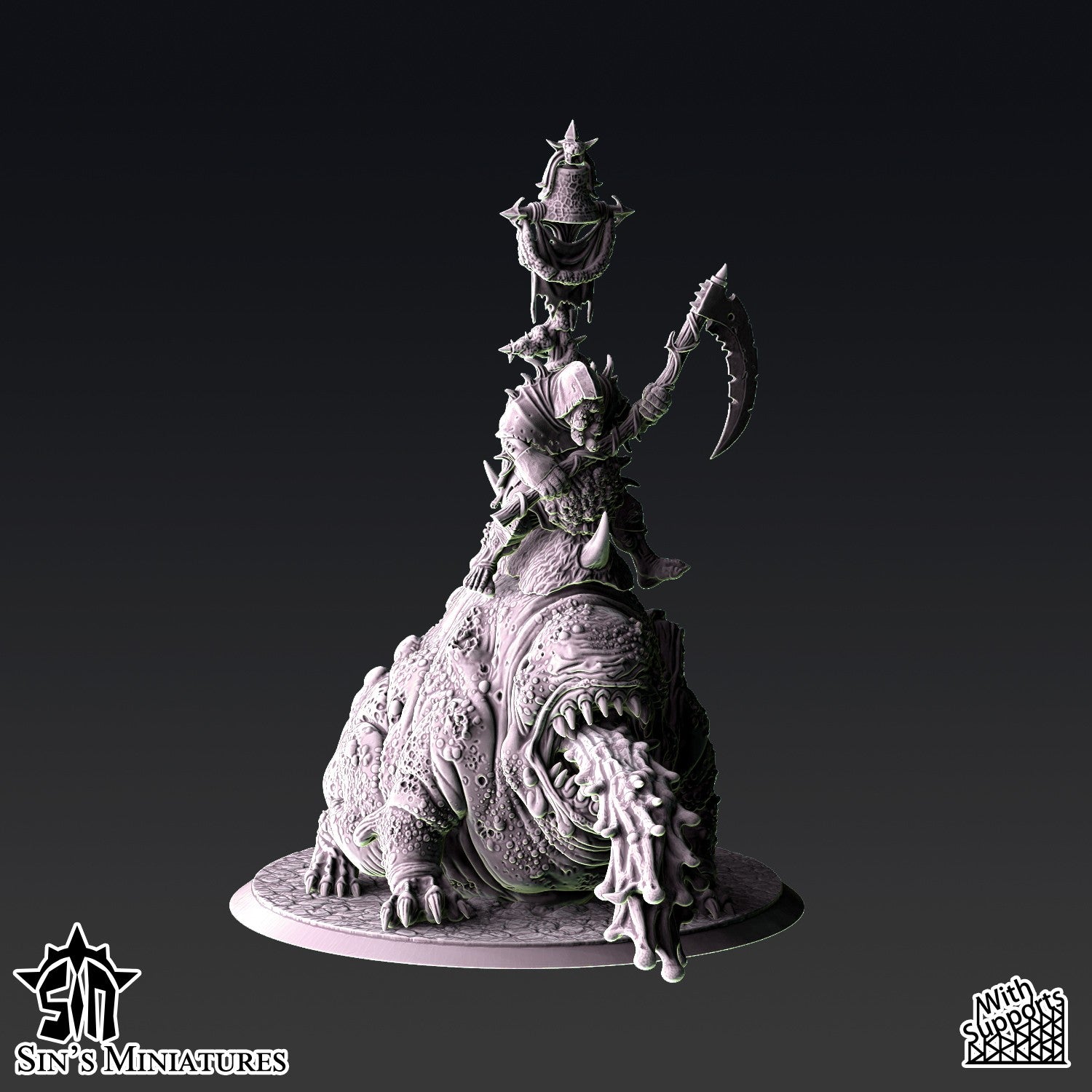 Miniatura Hechicero de la Plaga sobre Horror de la Enfermedad Reinos del Caos resina 32mm sin pintar - Drakholm