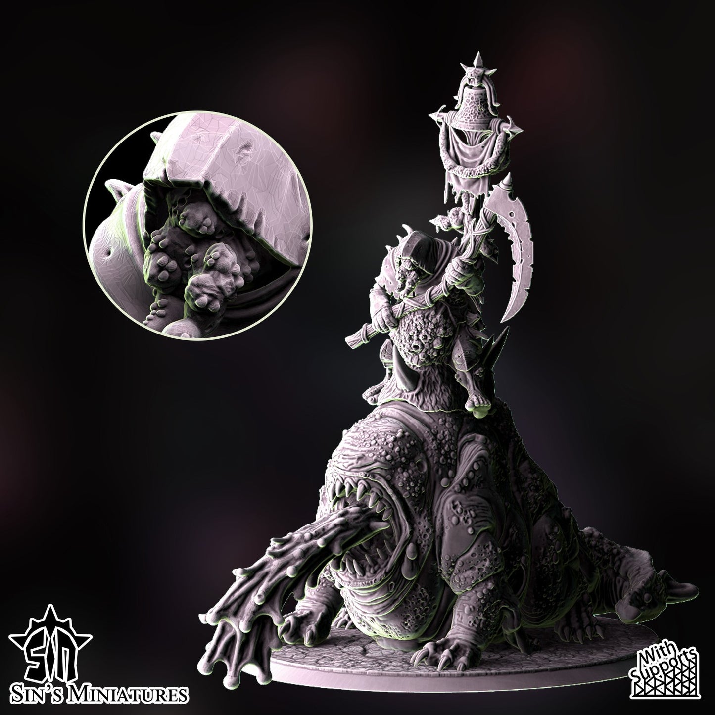 Miniatura Hechicero de la Plaga sobre Horror de la Enfermedad Reinos del Caos resina 32mm sin pintar - Drakholm