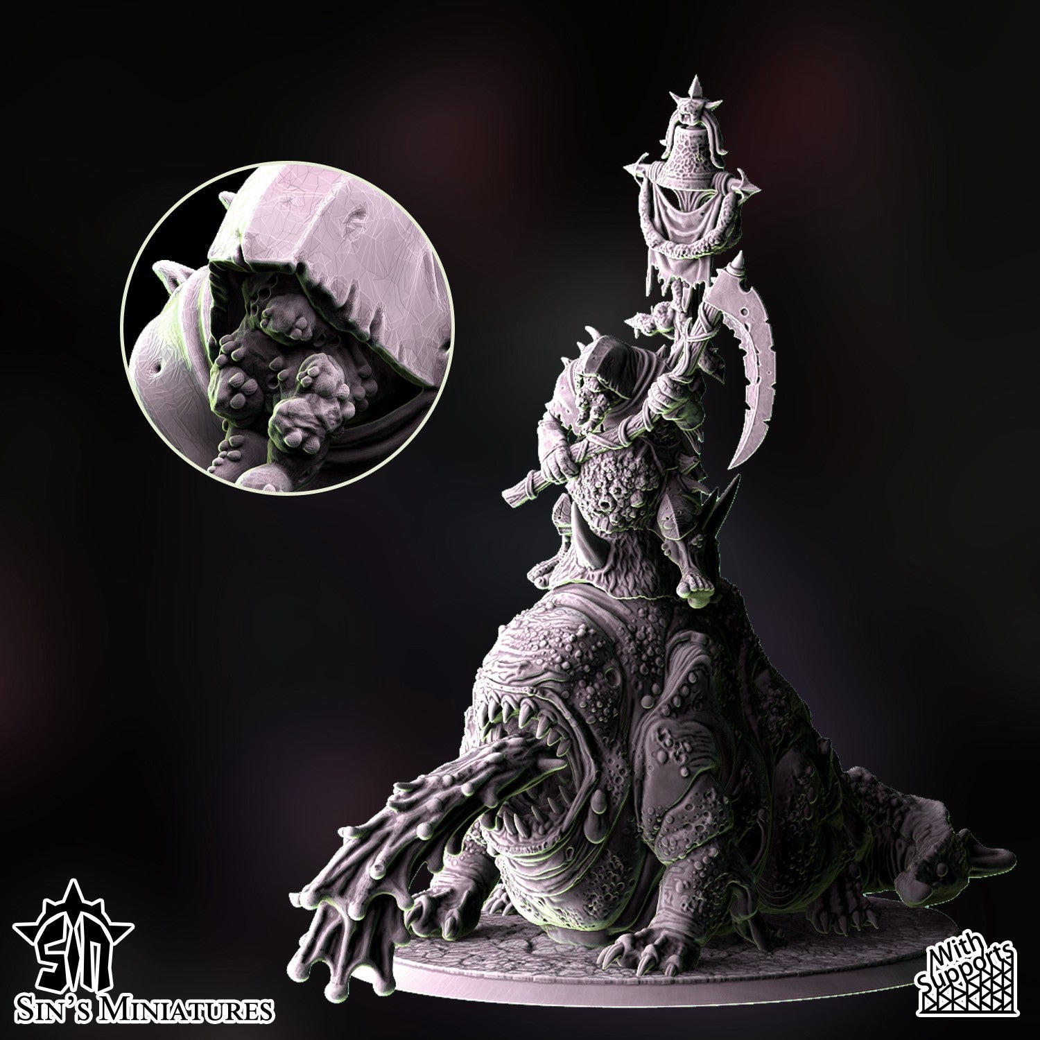 Miniatura Hechicero de la Plaga sobre Horror de la Enfermedad Reinos del Caos resina 32mm sin pintar - Drakholm