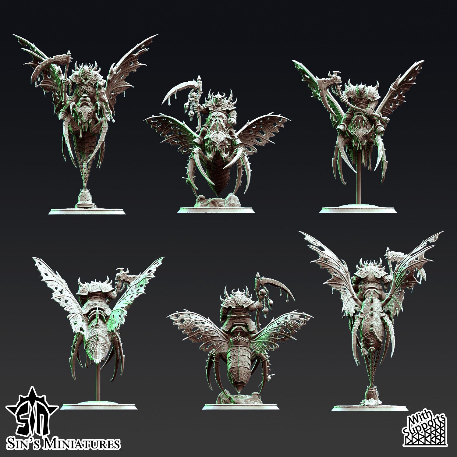 Miniatura Guerreros de la Plaga sobre Moscas Pestilentes Reinos del Caos resina 32mm sin pintar - Drakholm