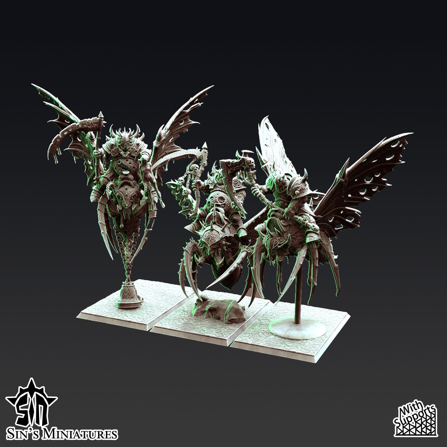 Miniatura Guerreros de la Plaga sobre Moscas Pestilentes Reinos del Caos resina 32mm sin pintar - Drakholm