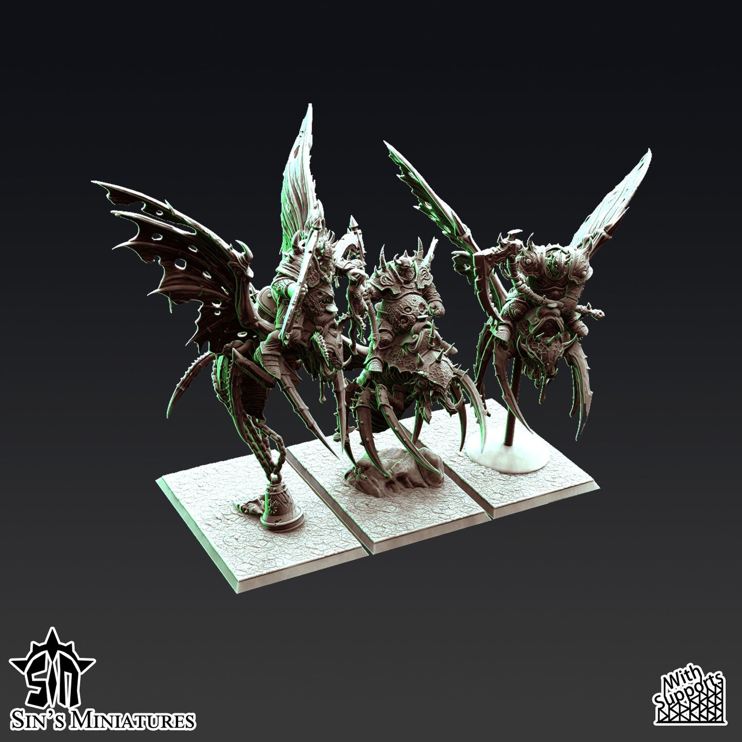 Miniatura Guerreros de la Plaga sobre Moscas Pestilentes Reinos del Caos resina 32mm sin pintar - Drakholm