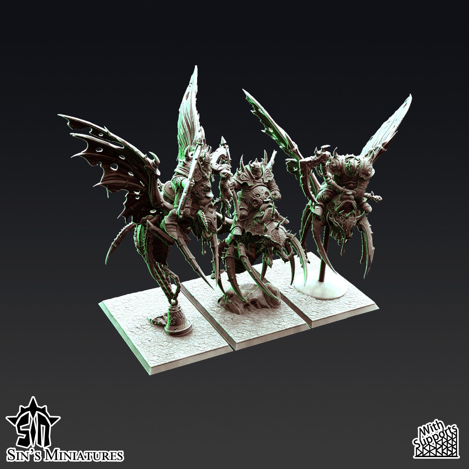 Miniatura Guerreros de la Plaga sobre Moscas Pestilentes Reinos del Caos resina 32mm sin pintar - Drakholm