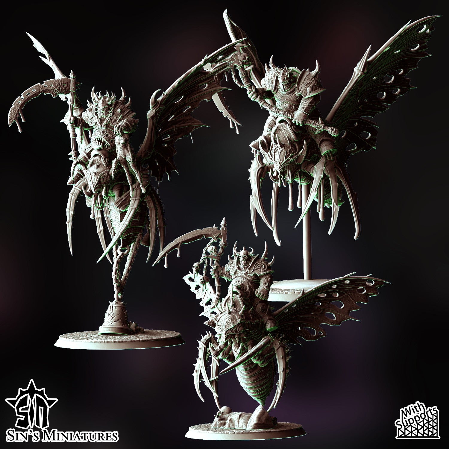 Miniatura Guerreros de la Plaga sobre Moscas Pestilentes Reinos del Caos resina 32mm sin pintar - Drakholm