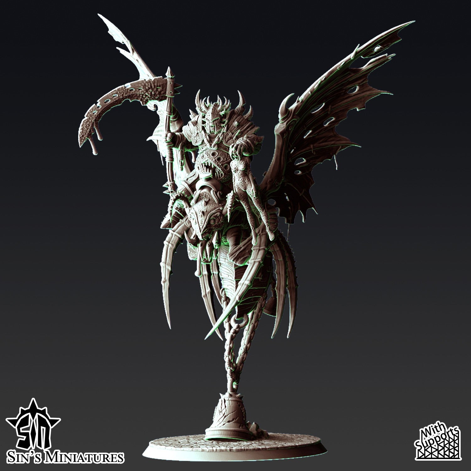 Miniatura Guerreros de la Plaga sobre Moscas Pestilentes Reinos del Caos resina 32mm sin pintar - Drakholm