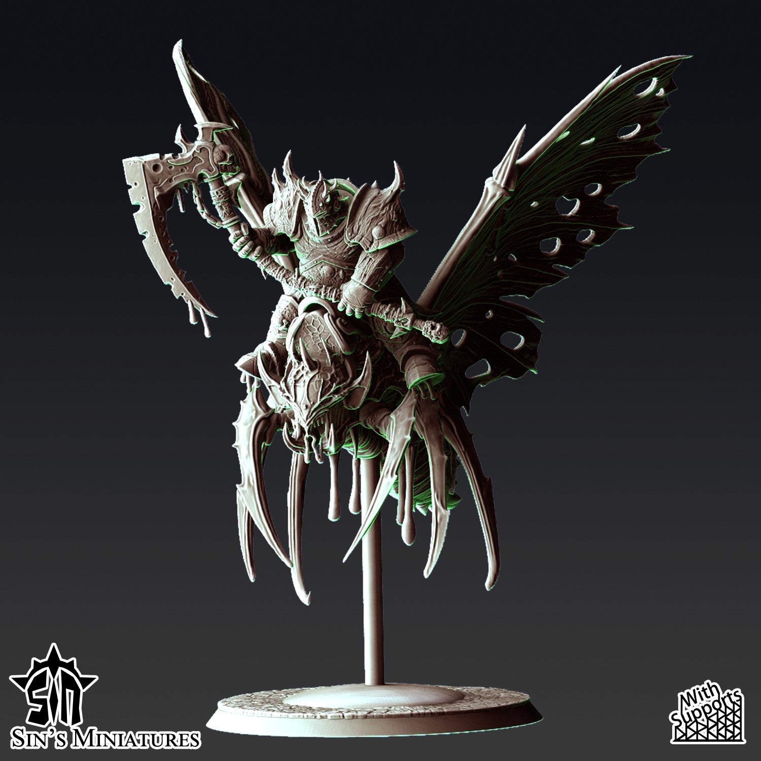 Miniatura Guerreros de la Plaga sobre Moscas Pestilentes Reinos del Caos resina 32mm sin pintar - Drakholm