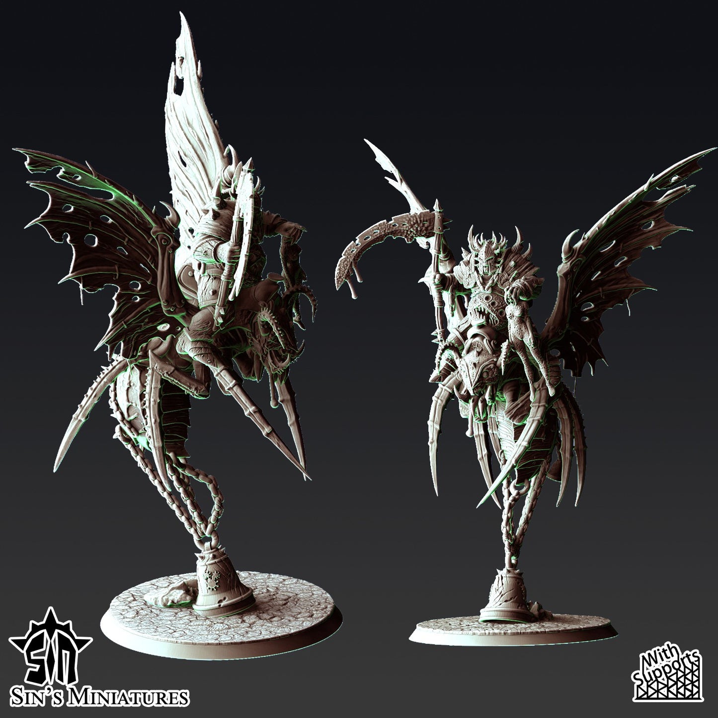 Miniatura Guerreros de la Plaga sobre Moscas Pestilentes Reinos del Caos resina 32mm sin pintar - Drakholm