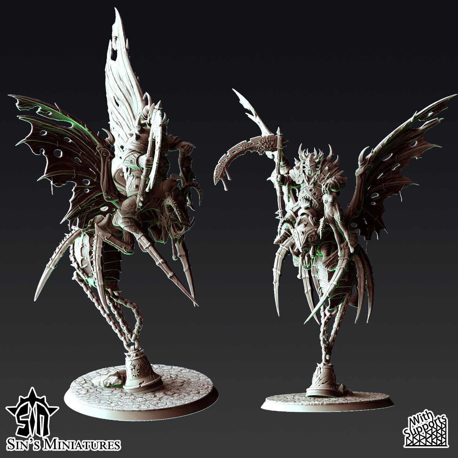 Miniatura Guerreros de la Plaga sobre Moscas Pestilentes Reinos del Caos resina 32mm sin pintar - Drakholm