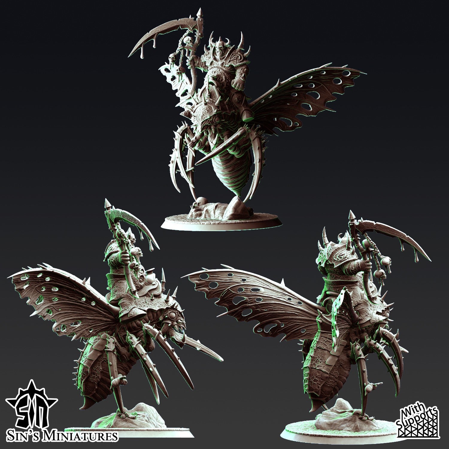 Miniatura Guerreros de la Plaga sobre Moscas Pestilentes Reinos del Caos resina 32mm sin pintar - Drakholm