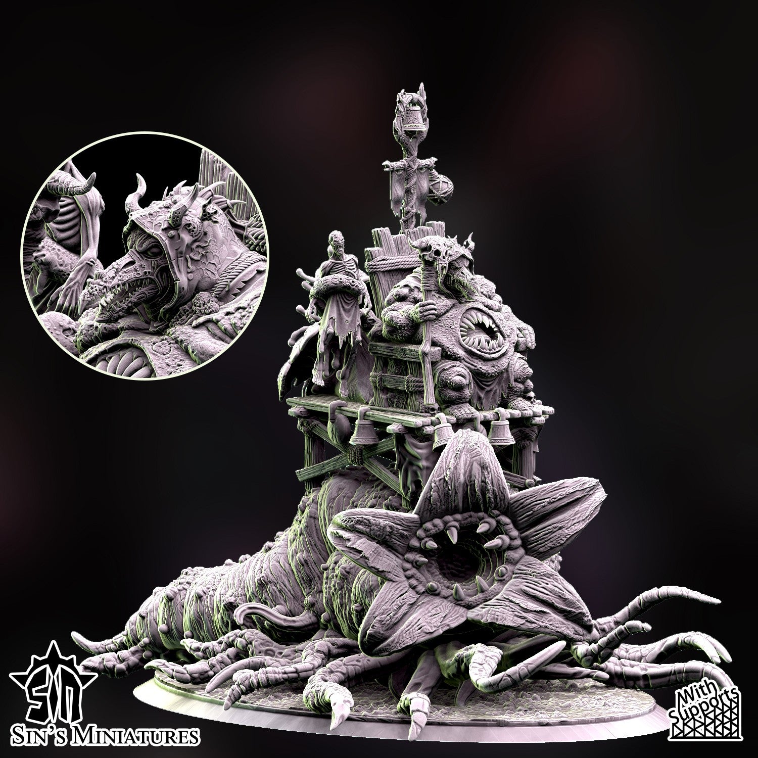 Miniatura Médico-Demonio sobre Horror Carnívoro Reinos del Caos resina 32mm sin pintar - Drakholm