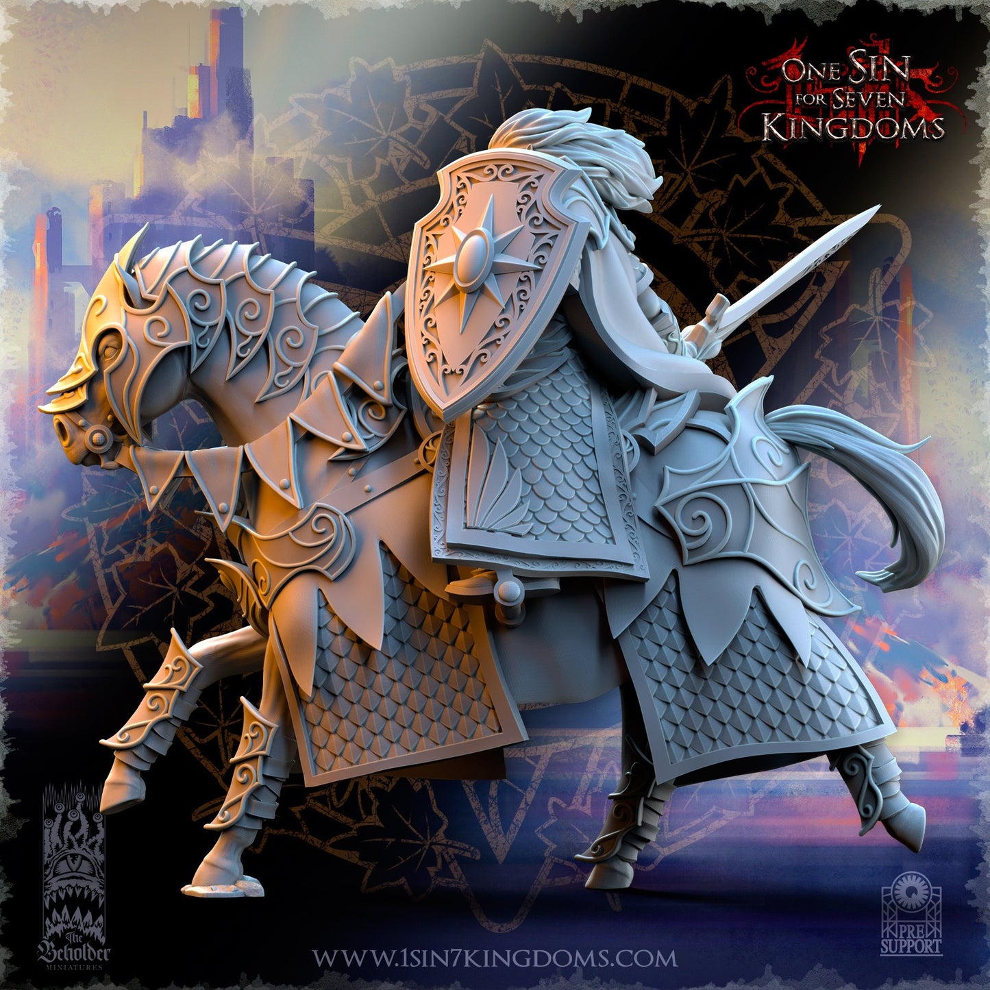 Miniatura Polomhir comandante a caballo Altos Elfos resina 32mm sin pintar - Drakholm