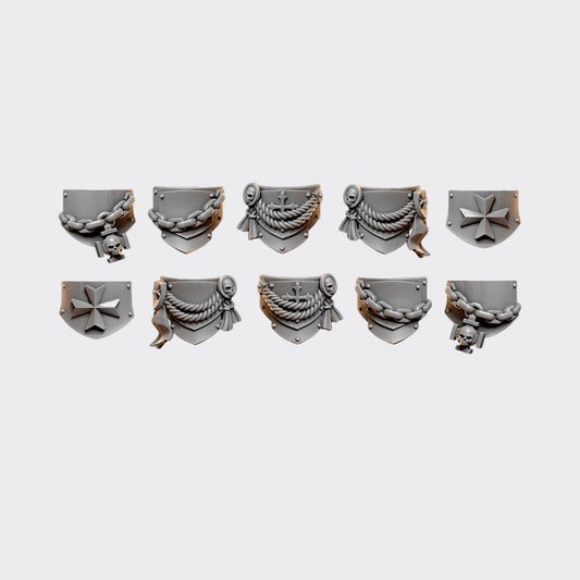 Protecciones laterales Terminator Eternal Crusaders — bits de conversión sci-fi grimdark de Greytide Studio, resina 32mm sin pintar