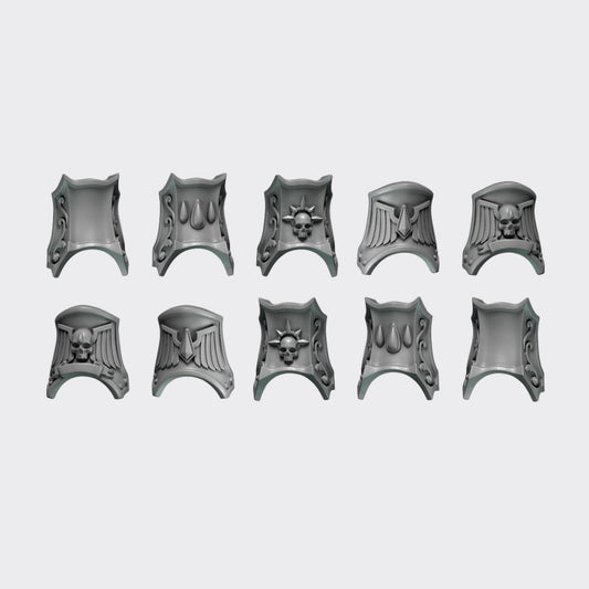 Protecciones piernas Crimson Lords — bits de conversión sci-fi grimdark de Greytide Studio, resina 32mm sin pintar