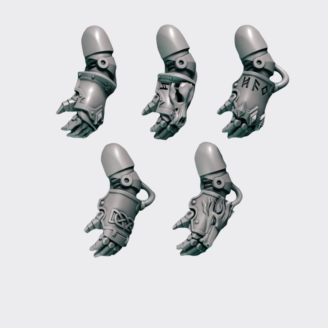 Puños Primal Hounds A — bits de conversión sci-fi grimdark de Greytide Studio, resina 32mm sin pintar